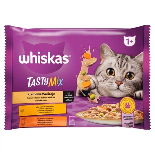 WHISKAS 1+ TASTY MIX TELJES ÉRTÉKŰ NEDVES ELEDEL FELNŐTT MACSKÁKNAK 4 X 85 G (340 G)