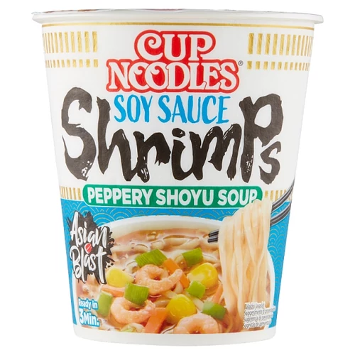 NISSIN CUP NOODLES INSTANT TÉSZTALEVES, GARNÉLARÁK ÍZESÍTÉSSEL ÁZSIAI MÓDRA 63 G