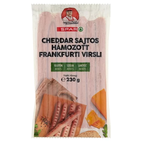 SPAR HÁMOZOTT CHEDDAR SAJTOS FRANKFURTI VIRSLI 230G