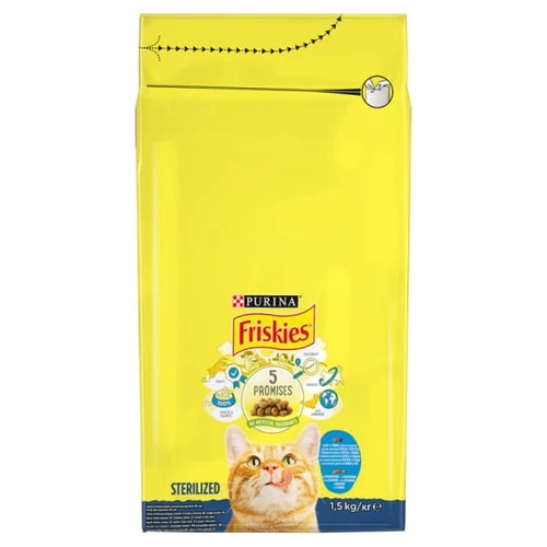 FRISKIES STERILISED TELJES ÉRTÉKŰ ELEDEL IVARTALANÍTOTT MACSKÁKNAK LAZACCAL ÉS ZÖLDSÉGEKKEL 1,5 KG