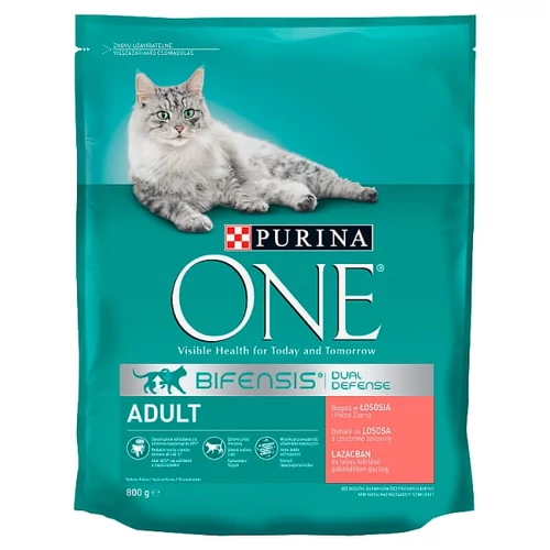 PURINA ONE ADULT TELJES ÉRTÉKŰ SZÁRAZ ÁLLATELEDEL FELNŐTT MACSKÁK SZÁMÁRA LAZACCAL, GABONÁKKAL 800 G