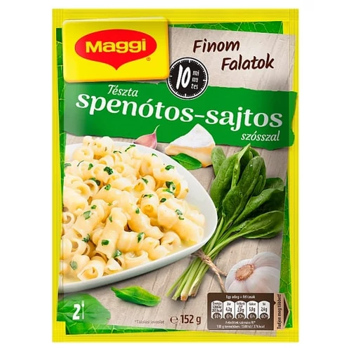 MAGGI FINOM FALATOK TÉSZTA SPENÓTOS-SAJTOS SZÓSSZAL 152 G